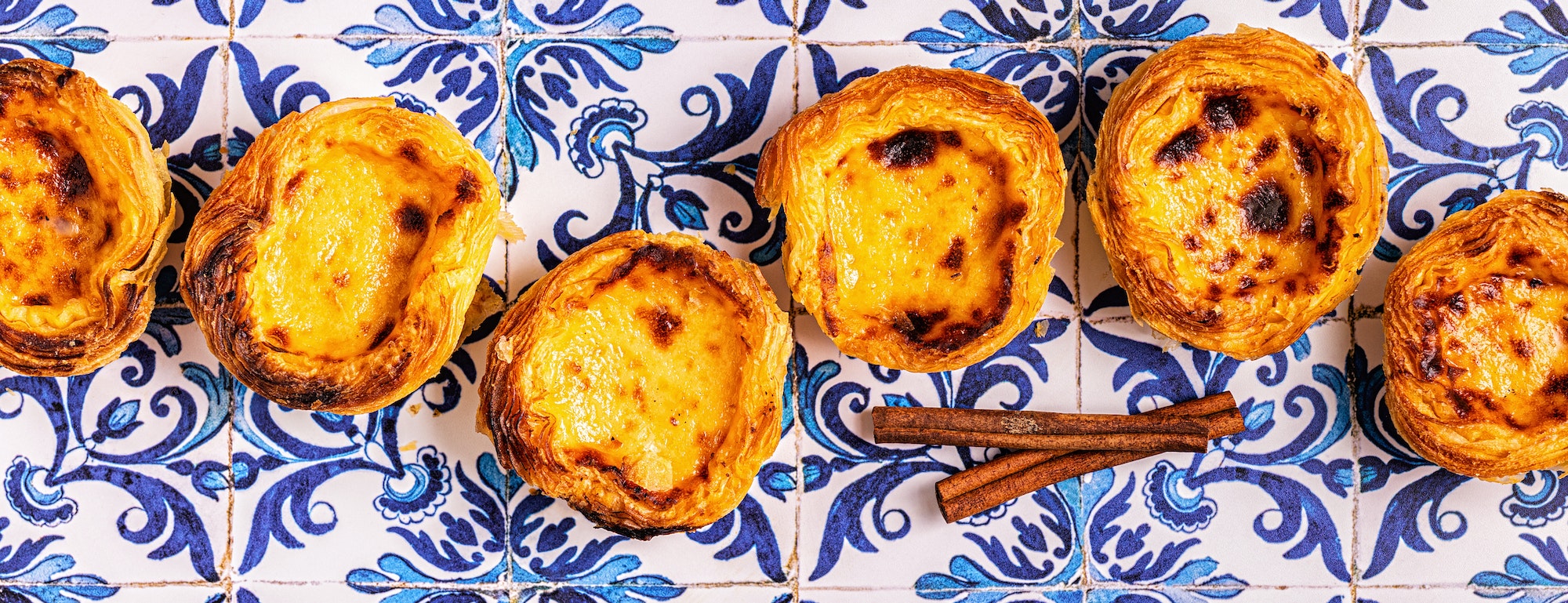 Egg tart, traditional Portuguese dessert, pastel de nata.